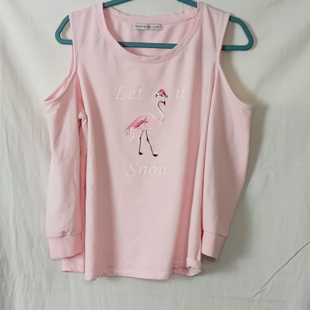 Signature Collection cold shoulder flamingo pink L
